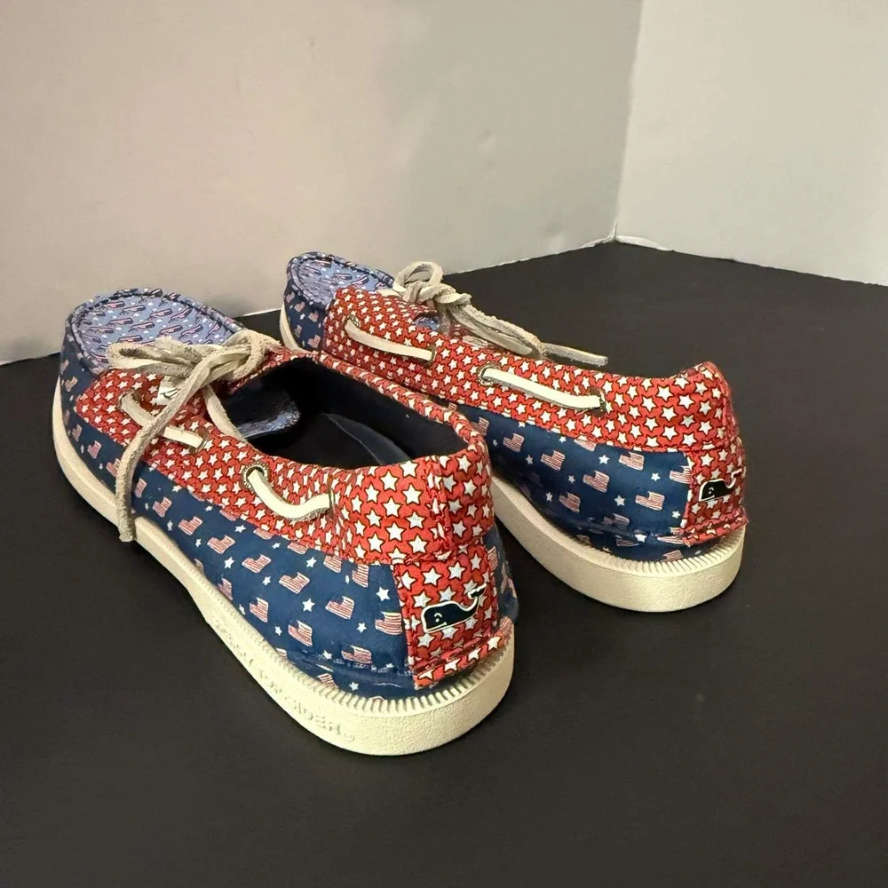 Sperry Vineyard Vines Boat Shoes Mens 9 American Flag Stars Patriotic STS19092